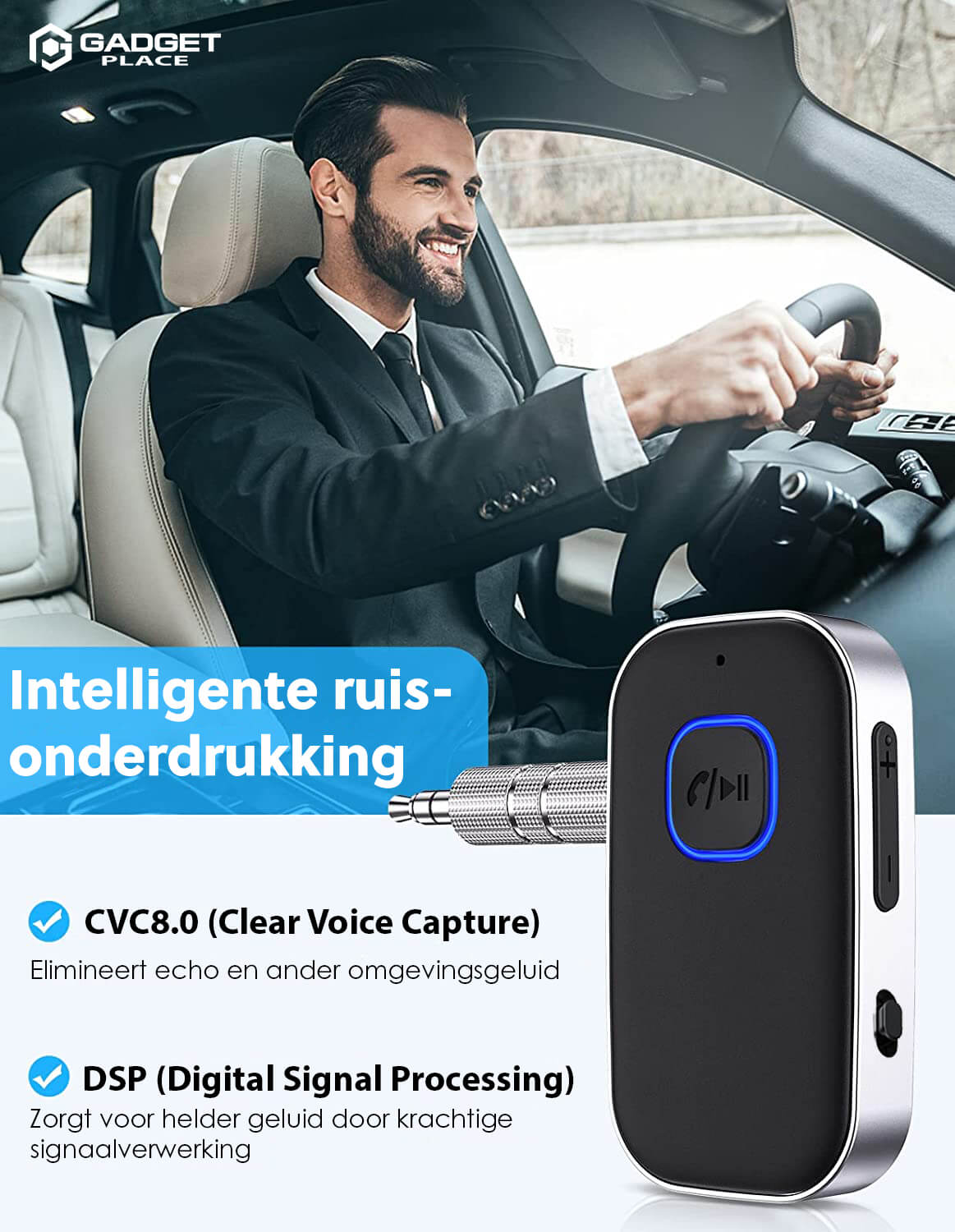 Bluetooth 5.0 Transceiver met 3.5mm AUX & Handsfree - De Gatgetwinkel