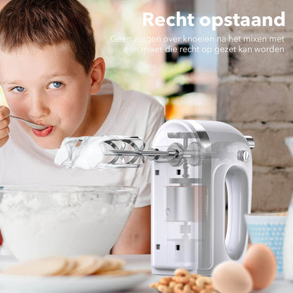 Cuisimax Handmixer 400W: 5 Standen, Turbo, met Klopgardes & Kneedhaken - De Gatgetwinkel