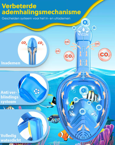 Vicon Snorkelmasker voor Kinderen - Blauw - De Gatgetwinkel