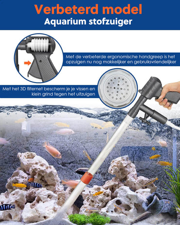 Professionele Aquarium Stofzuiger Set: Algenschraper Inbegrepen - Batterijvrij - Bodemreiniger - De Gatgetwinkel