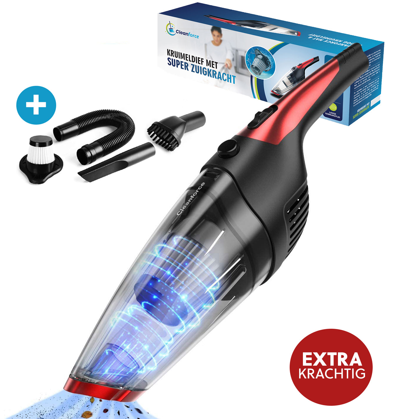 Cleanforce Kruimelzuiger V1: Snoerloos, Extreme Zuigkracht, Nat & Droog