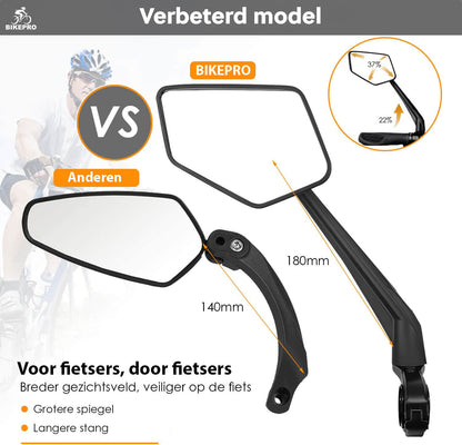 BikePro Verstelbare Fietsspiegelset met Reflectoren: Links & Rechts - De Gatgetwinkel