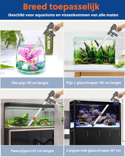 Professionele Aquarium Stofzuiger Set: Algenschraper Inbegrepen - Batterijvrij - Bodemreiniger - De Gatgetwinkel