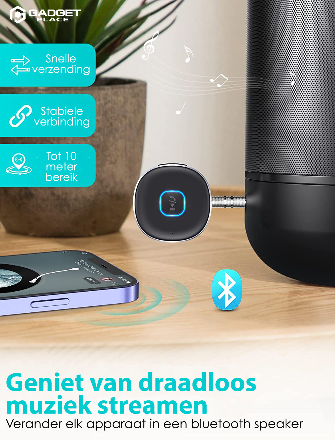 Gadgetplace Bluetooth Receiver Incl. 3.5MM AUX: Handsfree Bellen