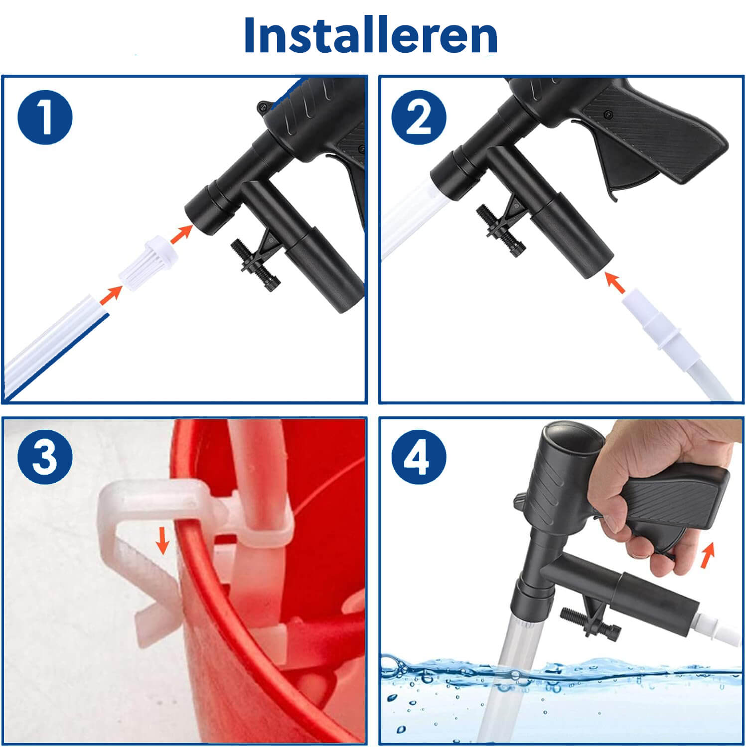 Professionele Aquarium Stofzuiger Set: Algenschraper Inbegrepen - Batterijvrij - Bodemreiniger - De Gatgetwinkel