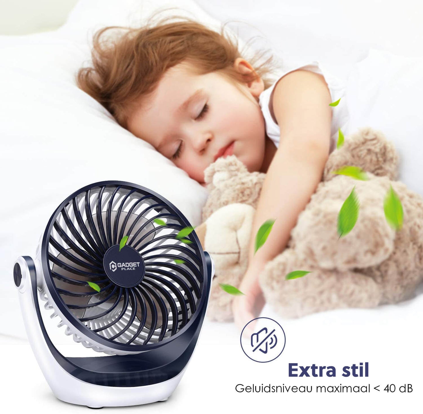 Mini Ventilator met 3 Windstanden: Draadloos - Tafelventilator - USB - De Gatgetwinkel