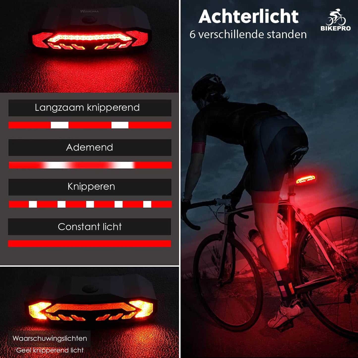 BikePro Fiets Achterlicht 2.0 met Alarm, Richtingaanwijzer & USB Oplaadbaar - De Gatgetwinkel