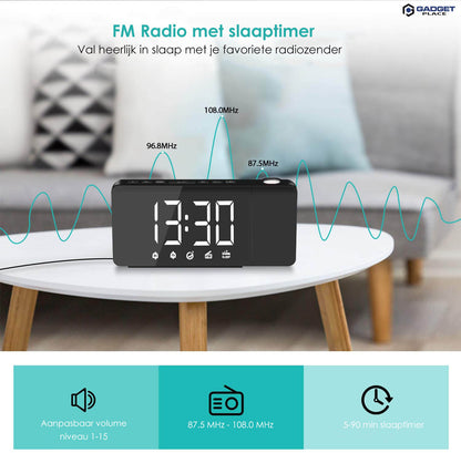 Wekkerradio met Projectie en Dubbele Wekker - Digitale FM Radio - De Gatgetwinkel