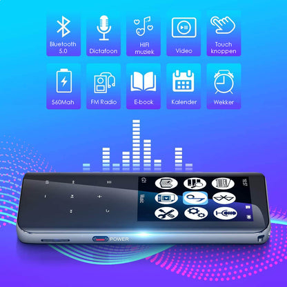 MP3 Speler met Bluetooth 5.0 - 32GB Intern Geheugen - FM Radio & Spraakrecorder - De Gatgetwinkel