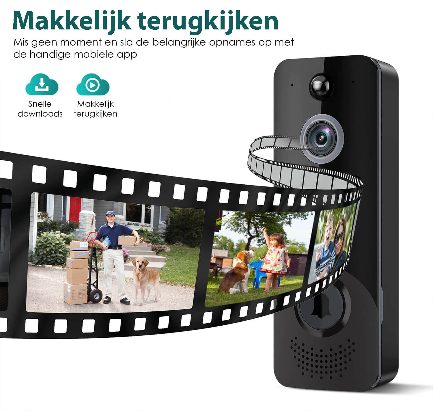 Slimme Video Deurbel met Camera en Wifi: Inclusief Draadloze Gong - 1080P HD - De Gatgetwinkel