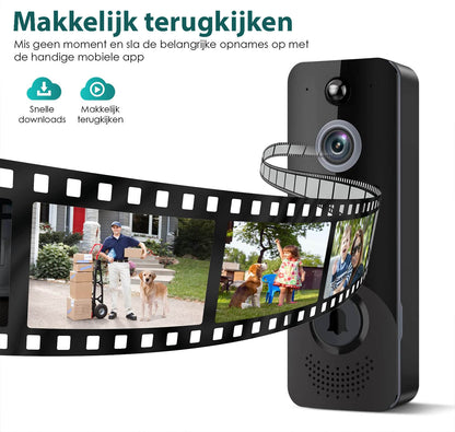 Slimme Video Deurbel met Camera en Wifi: Inclusief Draadloze Gong - 1080P HD - De Gatgetwinkel