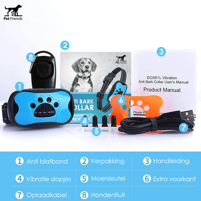 PetFriends Anti-Blafband zonder Schok: Inclusief Hondenfluit, USB-Oplaadbaar - De Gatgetwinkel