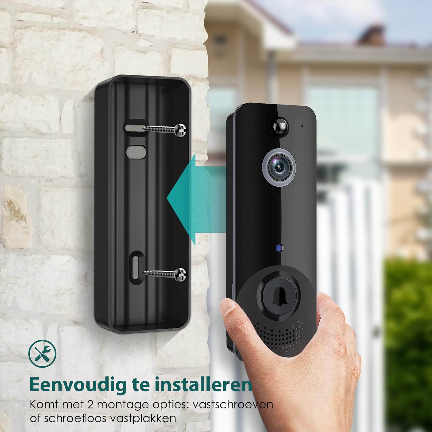 Slimme Video Deurbel met Camera en Wifi: Inclusief Draadloze Gong - 1080P HD - De Gatgetwinkel