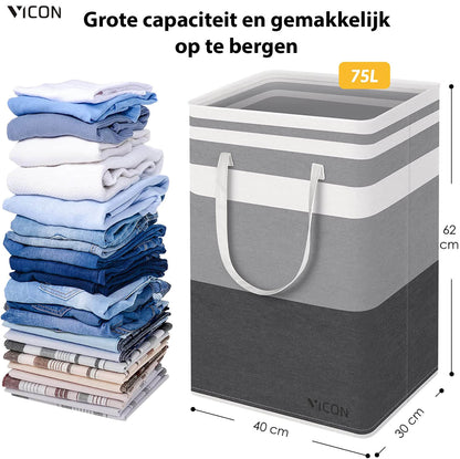 Opvouwbare Wasmand 75L met Versterkte Handgrepen - De Gatgetwinkel