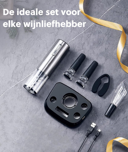 Cuisimax Draadloze Elektrische Kurkentrekker: Luxe 5-in-1 Wijnset - De Gatgetwinkel