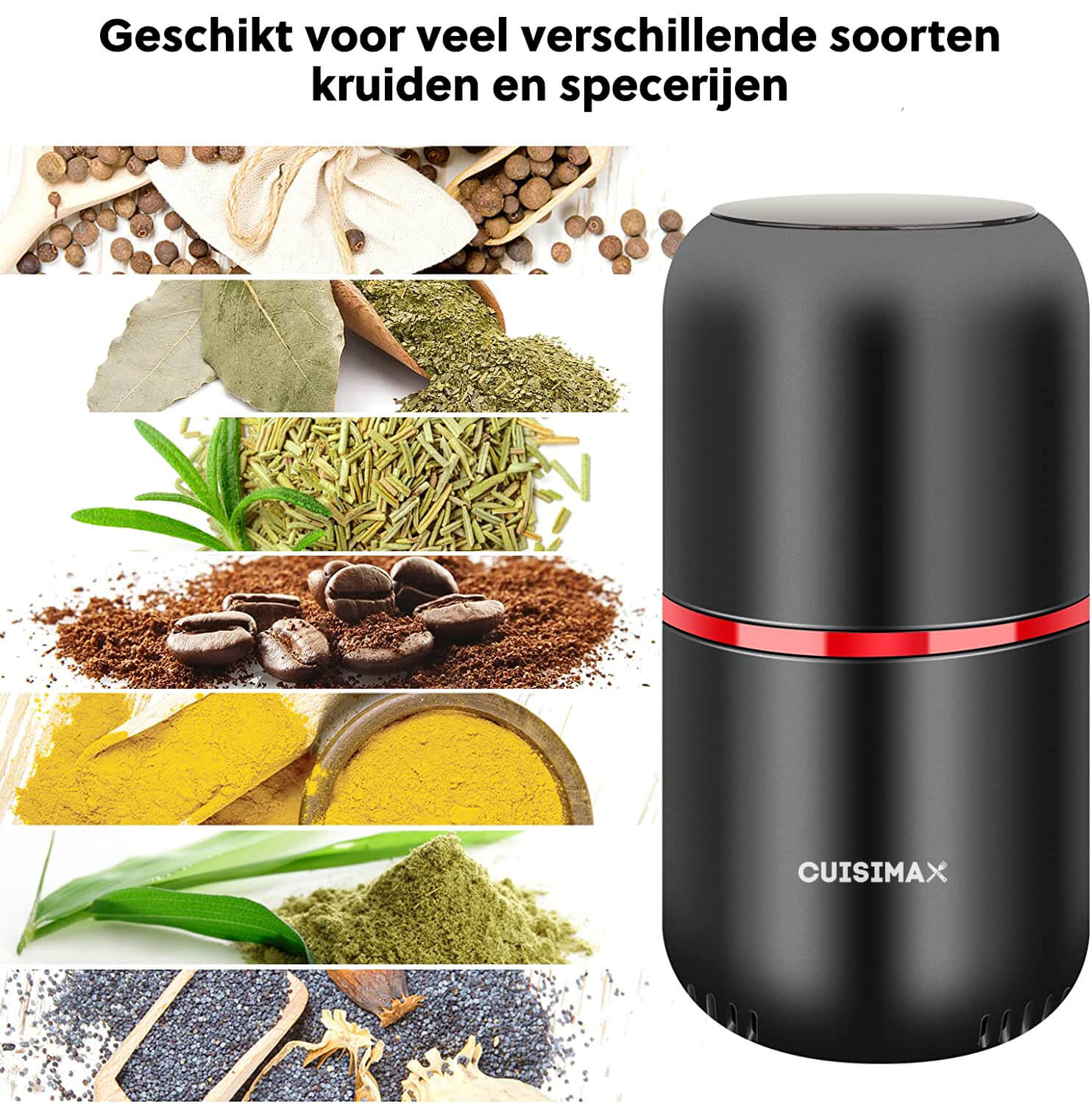 Cuisimax Elektrische Koffiemolen: One Touch Bediening, voor Bonen & Kruiden - De Gatgetwinkel