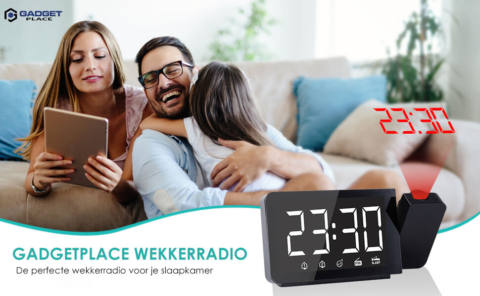 Wekkerradio met Projectie en Dubbele Wekker - Digitale FM Radio - De Gatgetwinkel