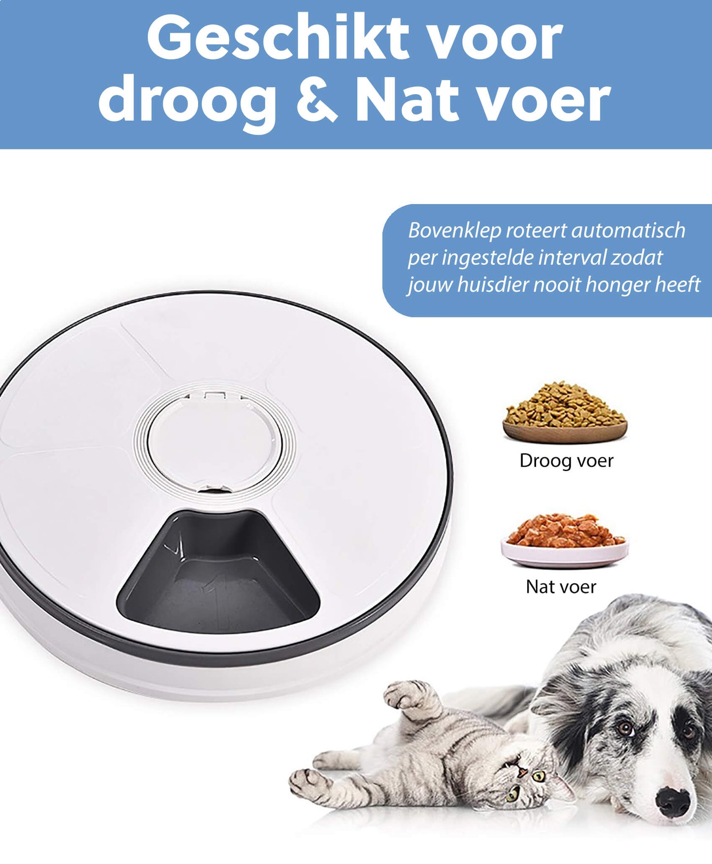 PetFriends Automatische Voerbak: Inclusief Batterijen - 6 Compartimenten - 24-uurs Timer - De Gatgetwinkel