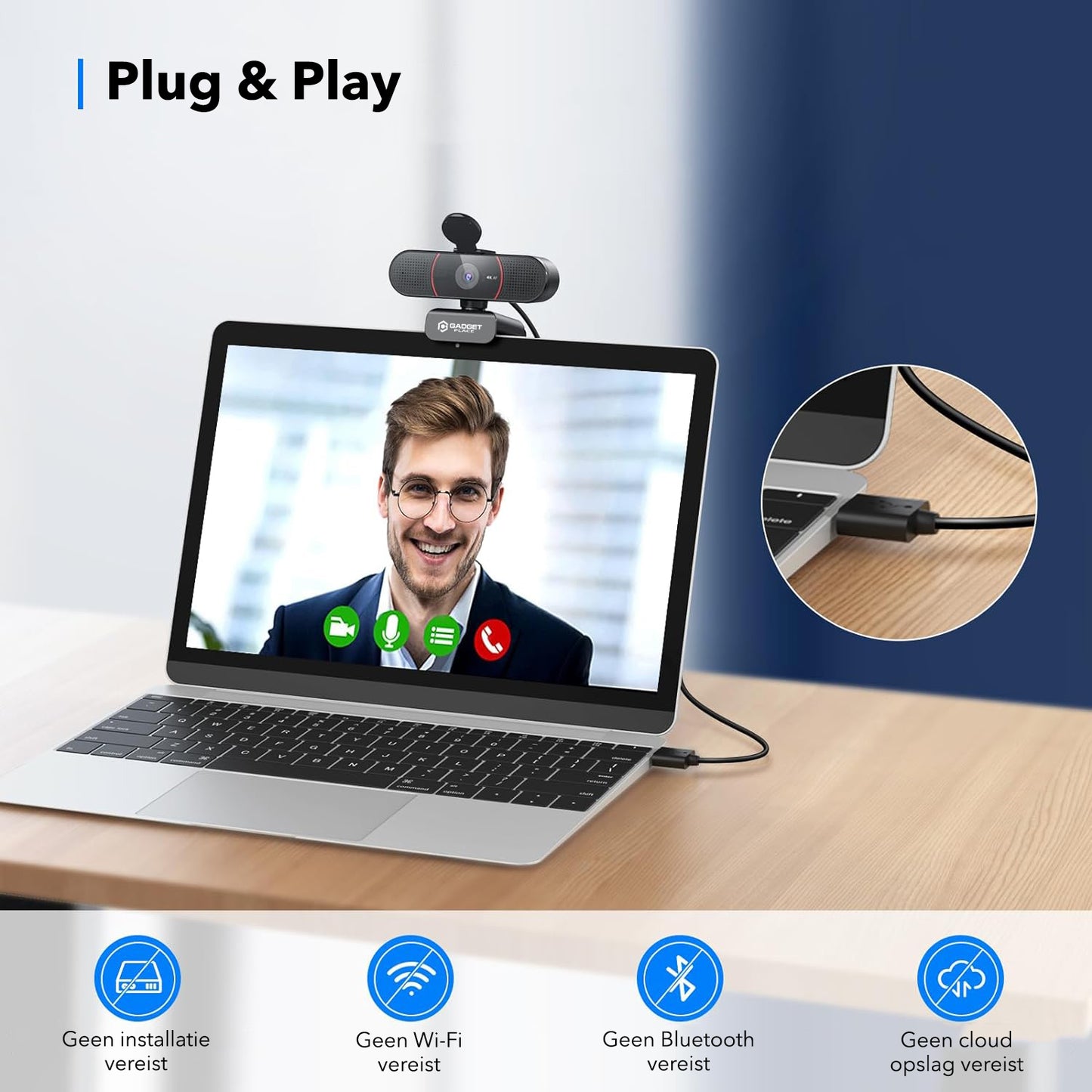 4K Ultra HD Pro Webcam met Ruisvrije Microfoon