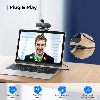 4K Ultra HD Pro Webcam met Ruisvrije Microfoon