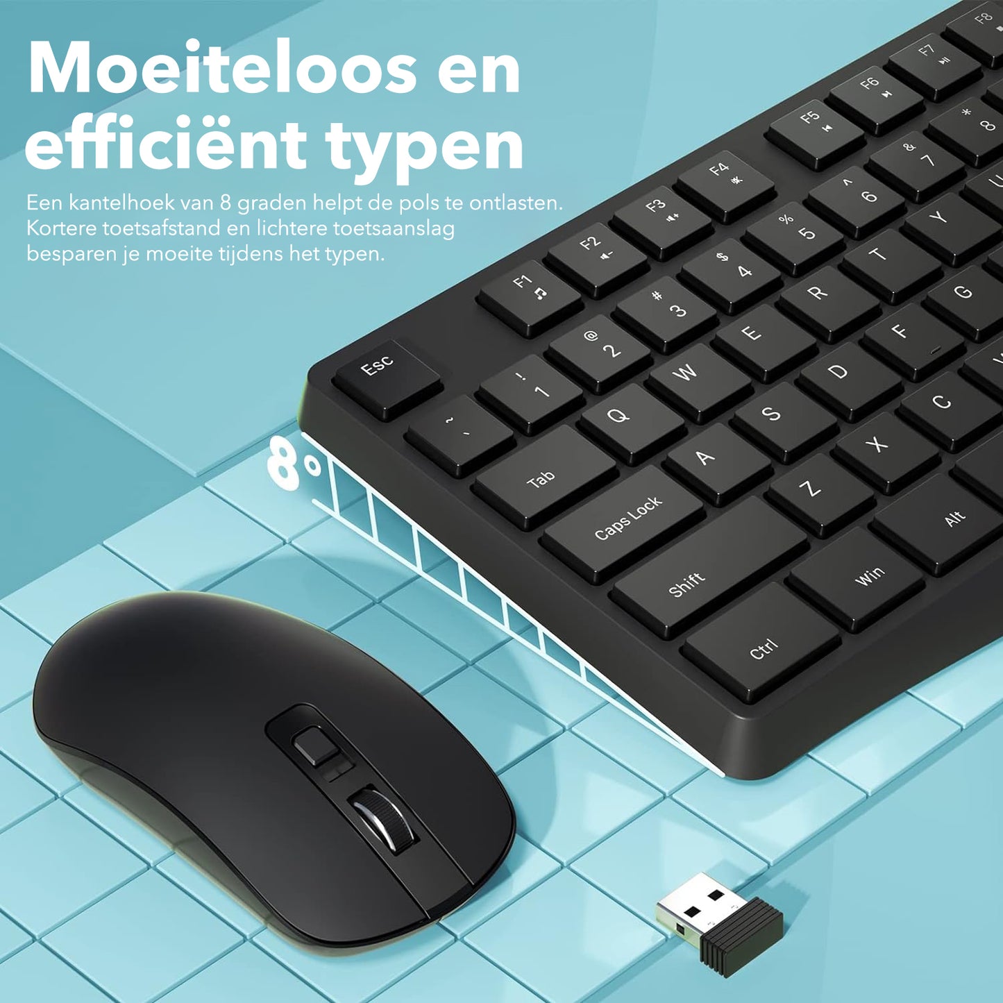 Gadgetplace Draadloos Toetsenbord met Muis Set
