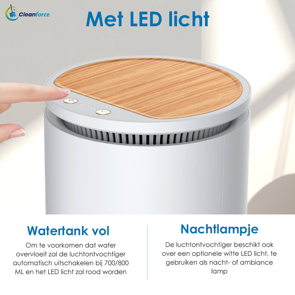 Cleanforce Luchtontvochtiger 1000ml: Extreem Stil, 2-in-1 Luchtreiniger - De Gatgetwinkel