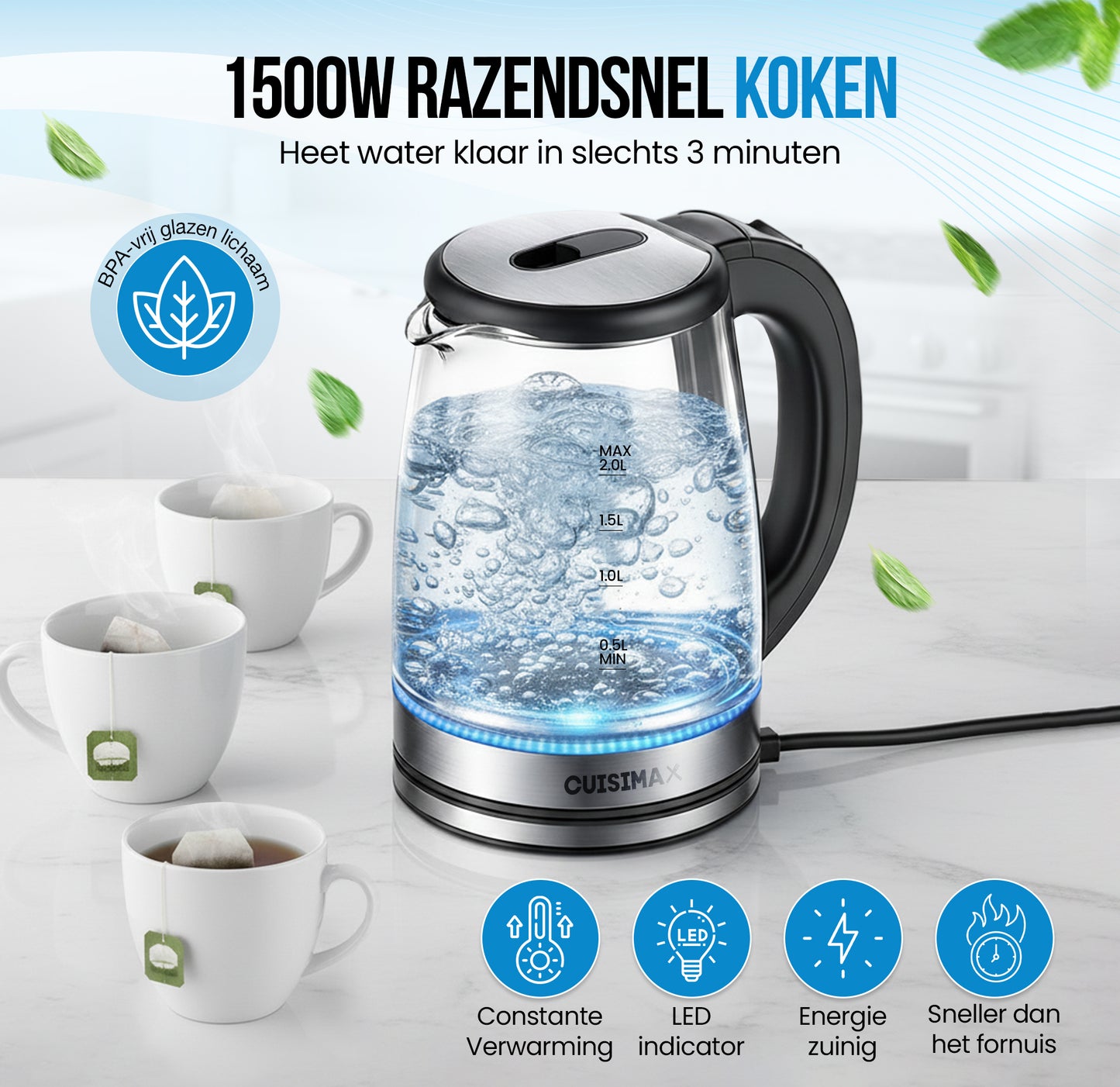 Cuisimax Waterkoker met LED