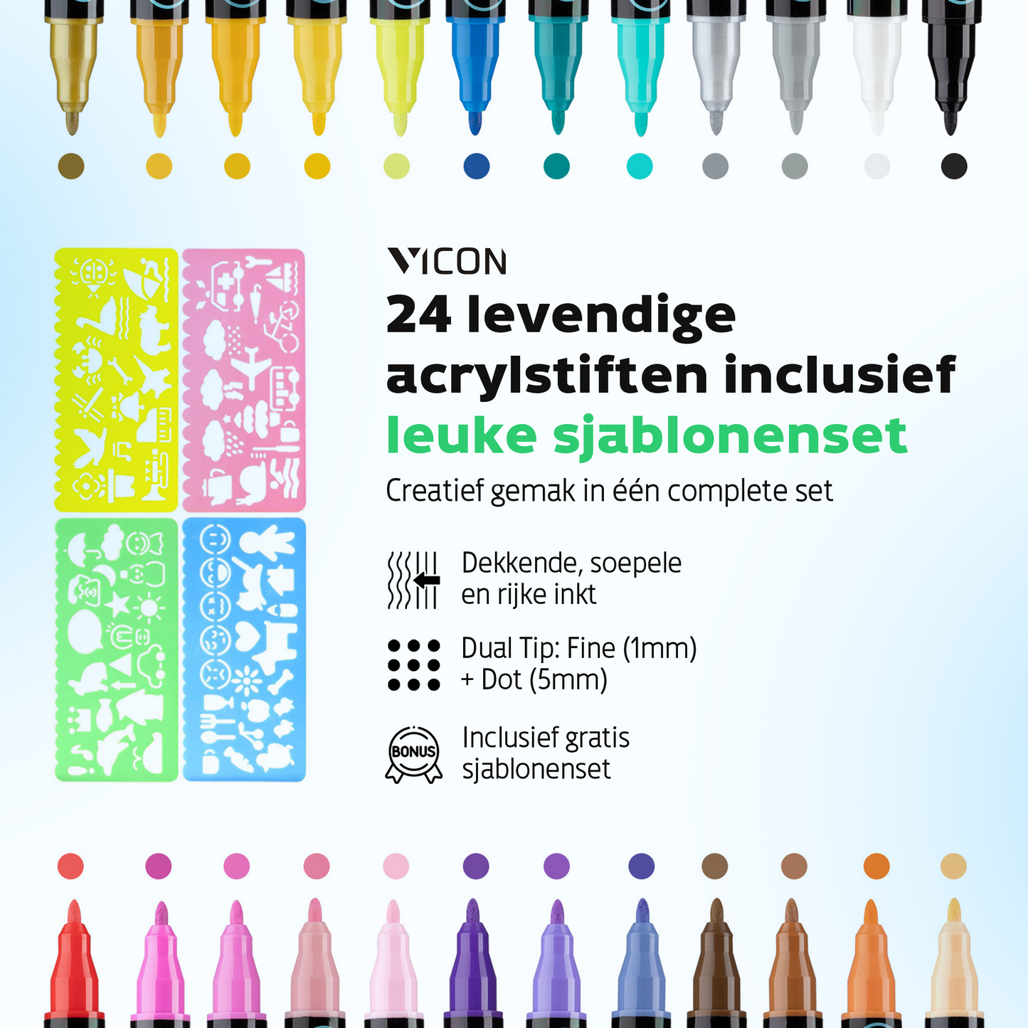 Vicon Acrylstiften - 24 stuks