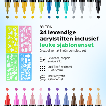 Vicon Acrylstiften - 24 stuks