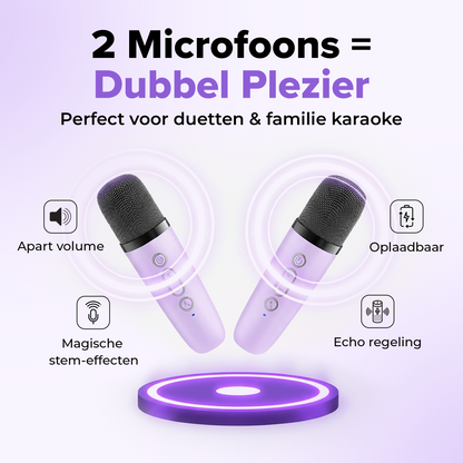 Funlab Karaoke Set met Speaker en 2 Microfoons - Voor Kinderen en Volwassenen
