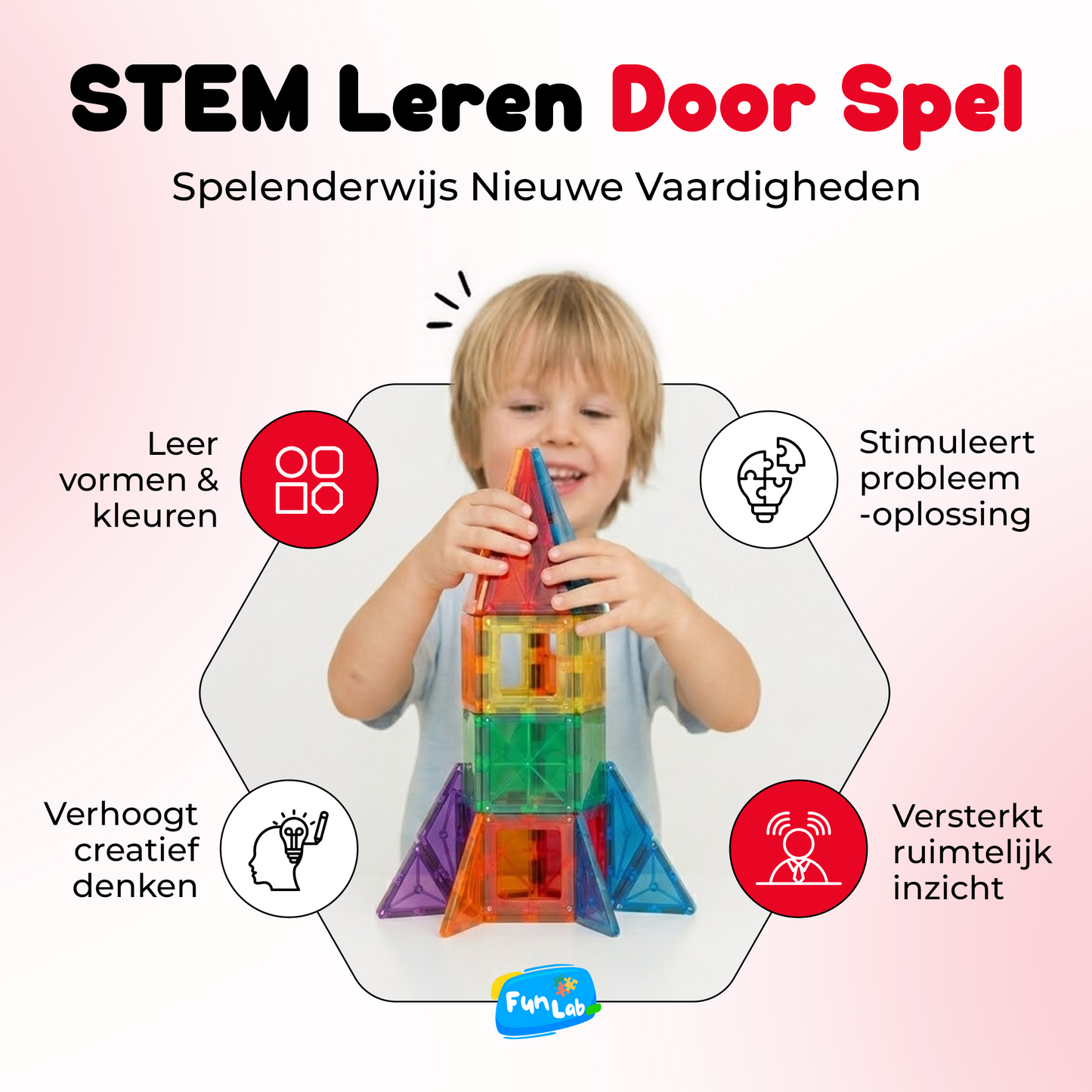 Funlab Magnetic tiles - 48 stuks