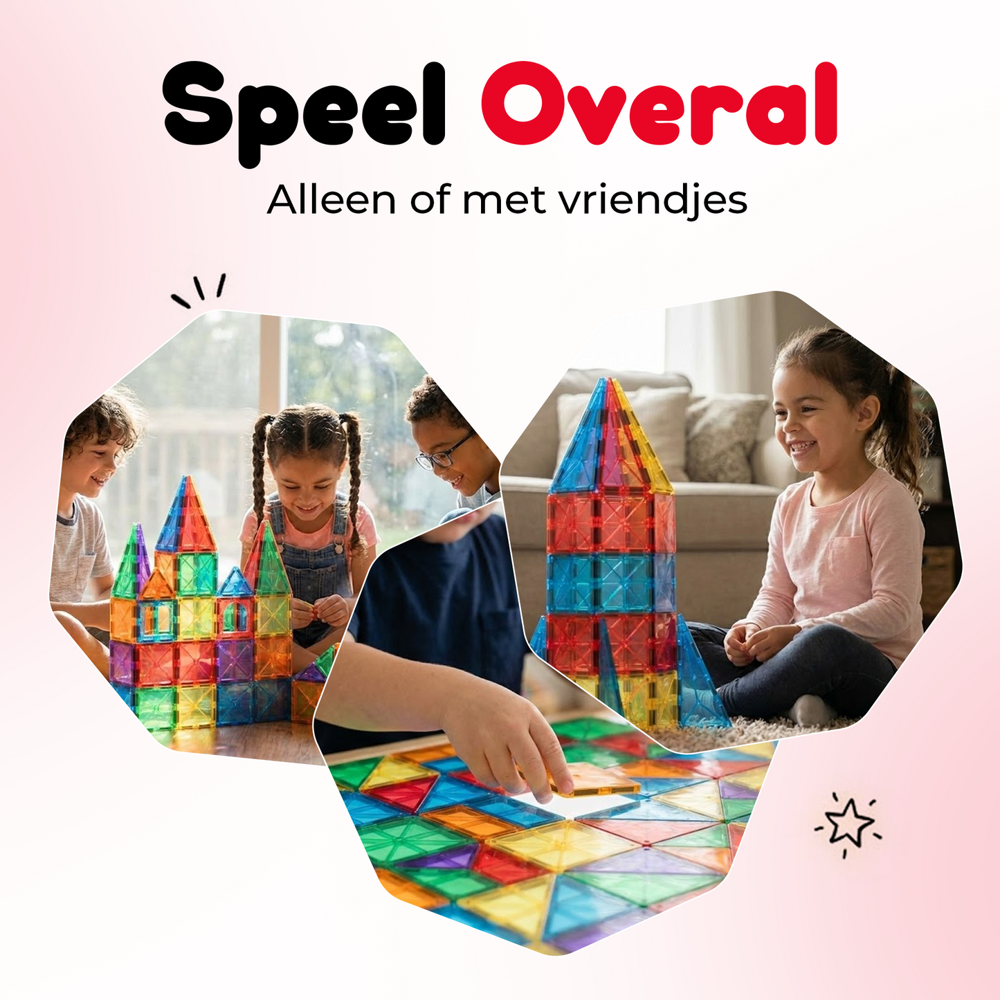 Funlab Magnetic tiles - 48 stuks