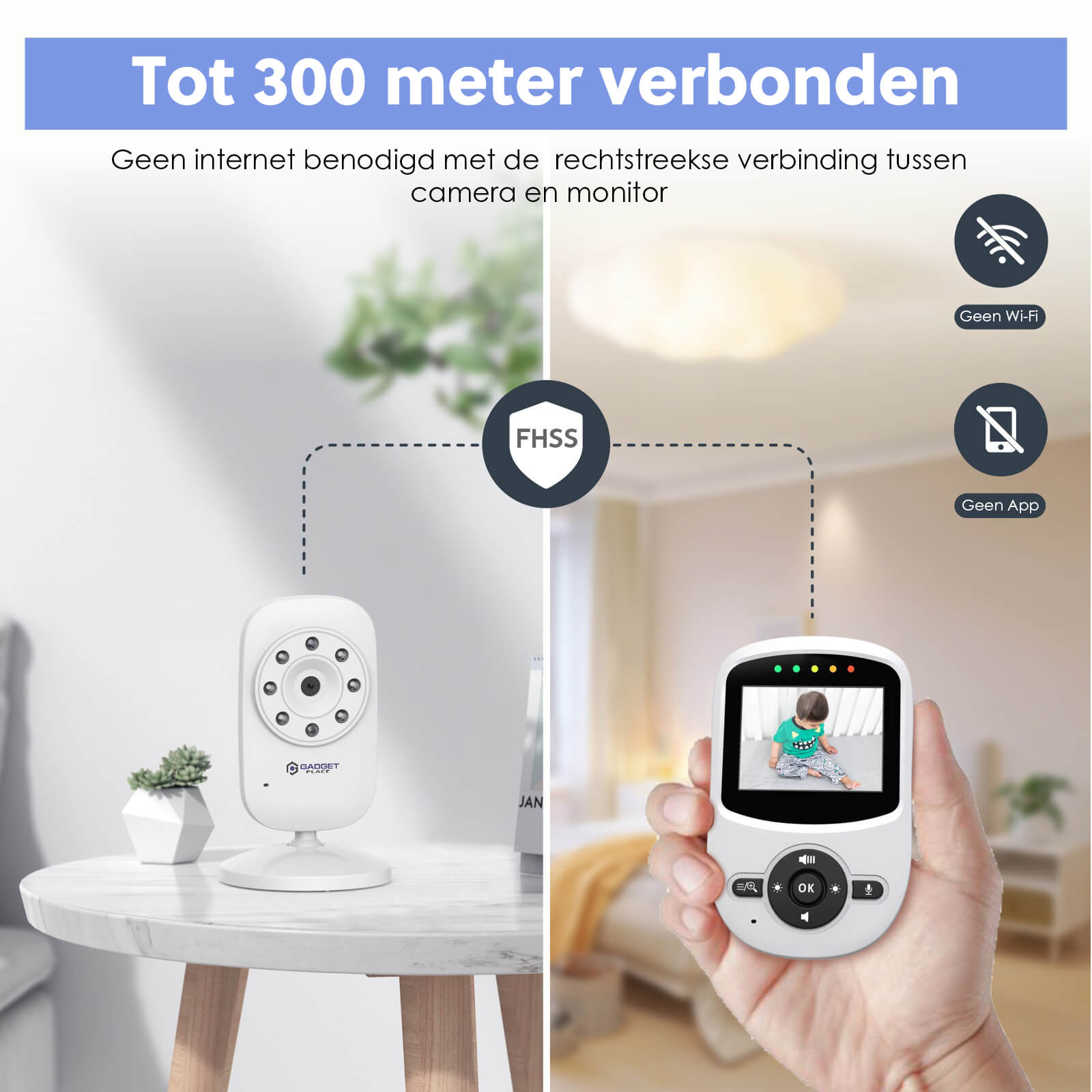 Babyfoon met Camera: 300M Bereik, Video & Audio, Zonder WiFi - De Gatgetwinkel