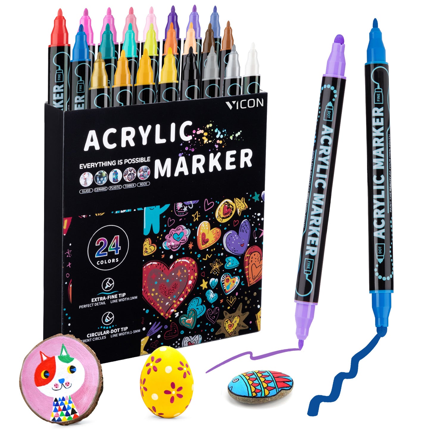 Vicon Acrylstiften - 24 stuks
