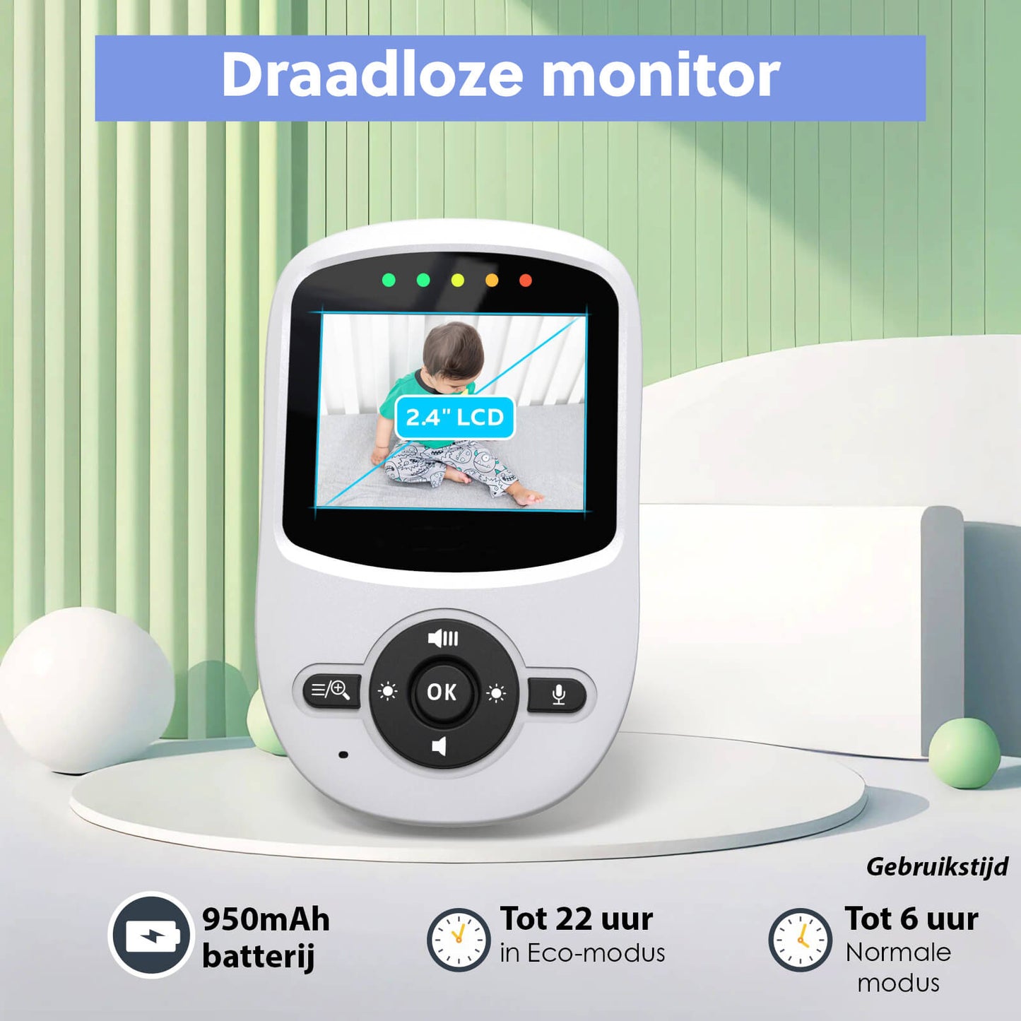 Babyfoon met Camera: 300M Bereik, Video & Audio, Zonder WiFi - De Gatgetwinkel