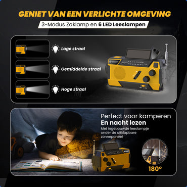 Gadgetplace Noodradio met SOS Alarm en 3 ingebouwde Kabels