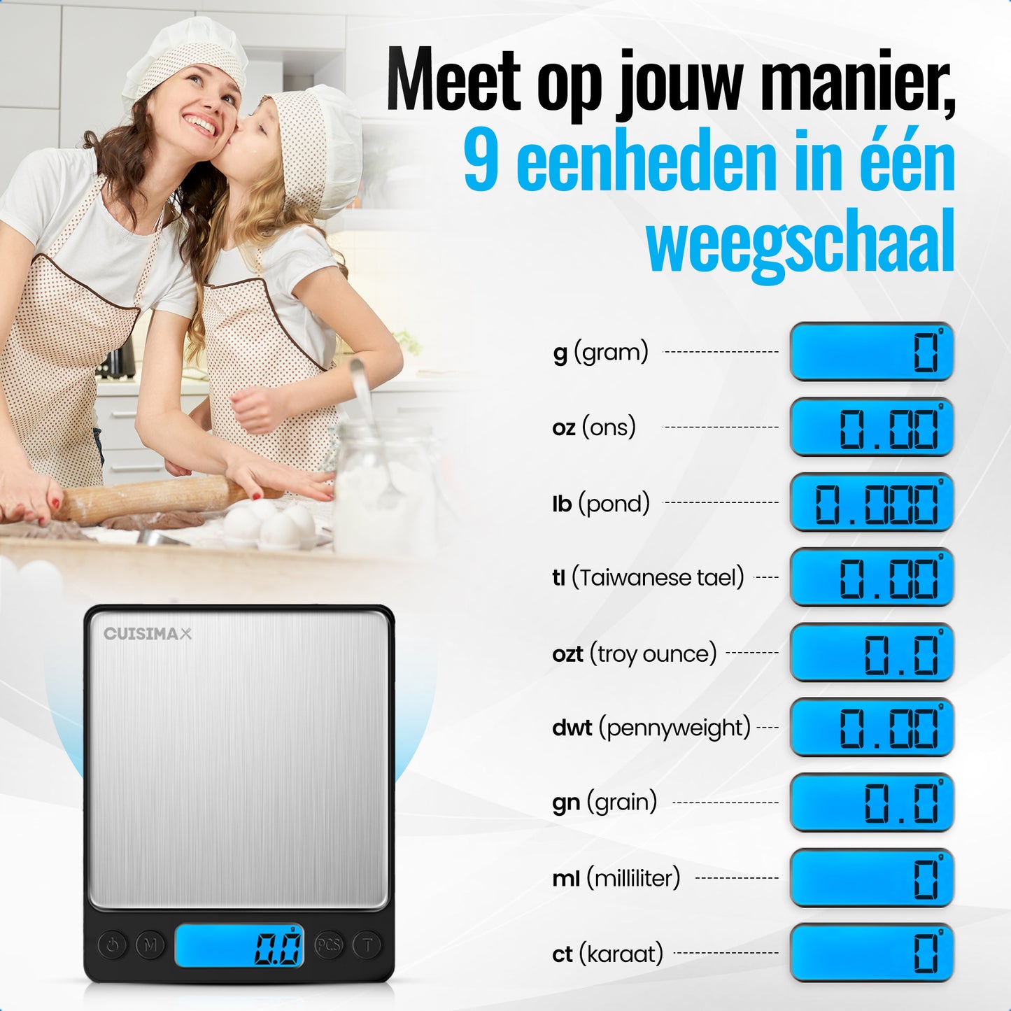 Cuisimax Keukenweegschaal Digitaal met 2 Schalen