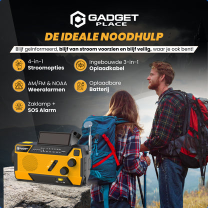 Gadgetplace Noodradio met SOS Alarm en 3 ingebouwde Kabels