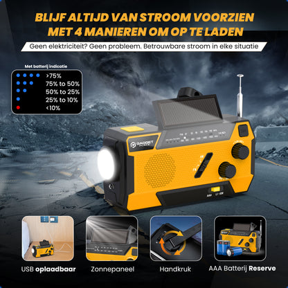 Gadgetplace Noodradio met SOS Alarm en 3 ingebouwde Kabels