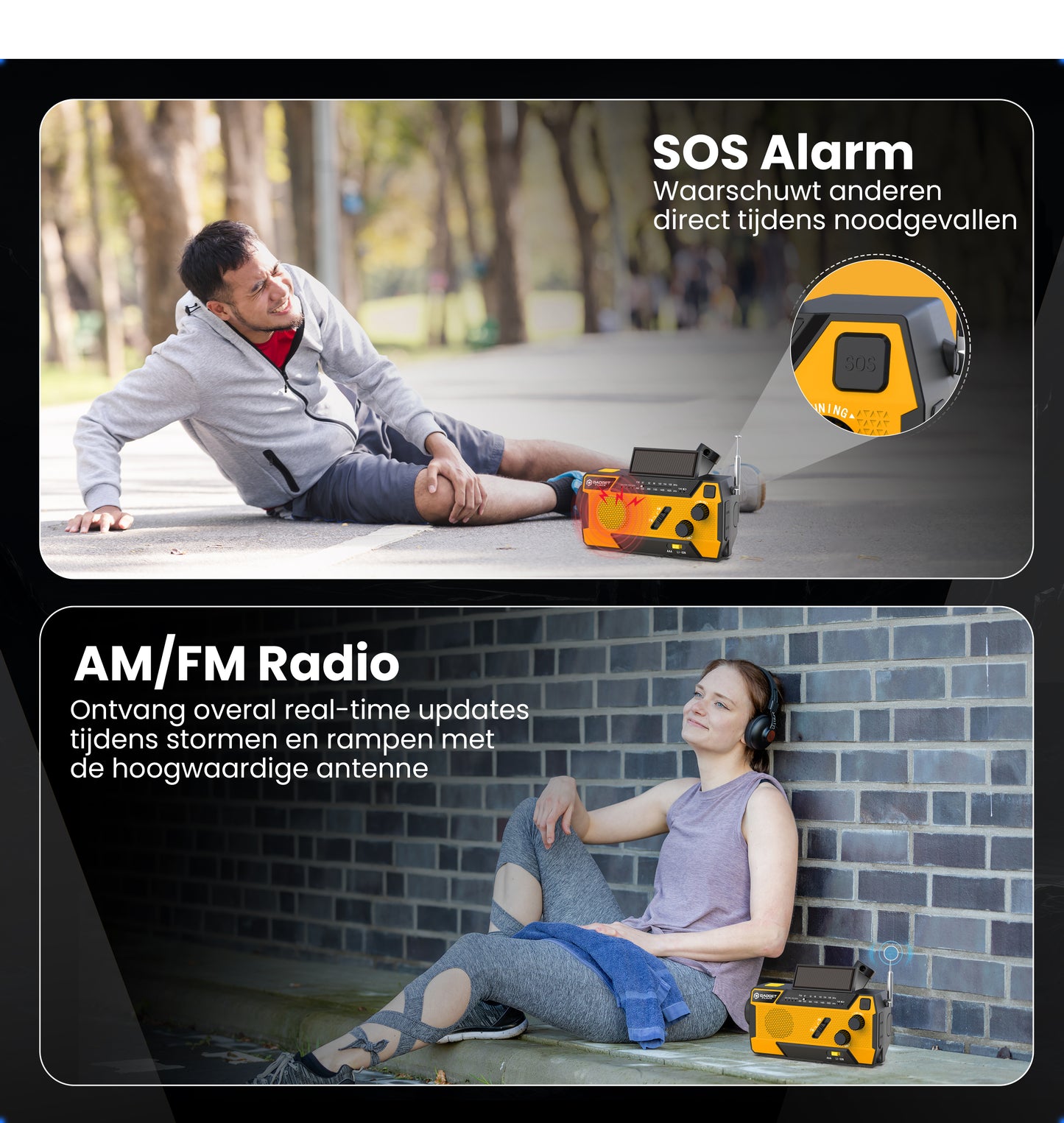 Gadgetplace Noodradio met SOS Alarm en 3 ingebouwde Kabels