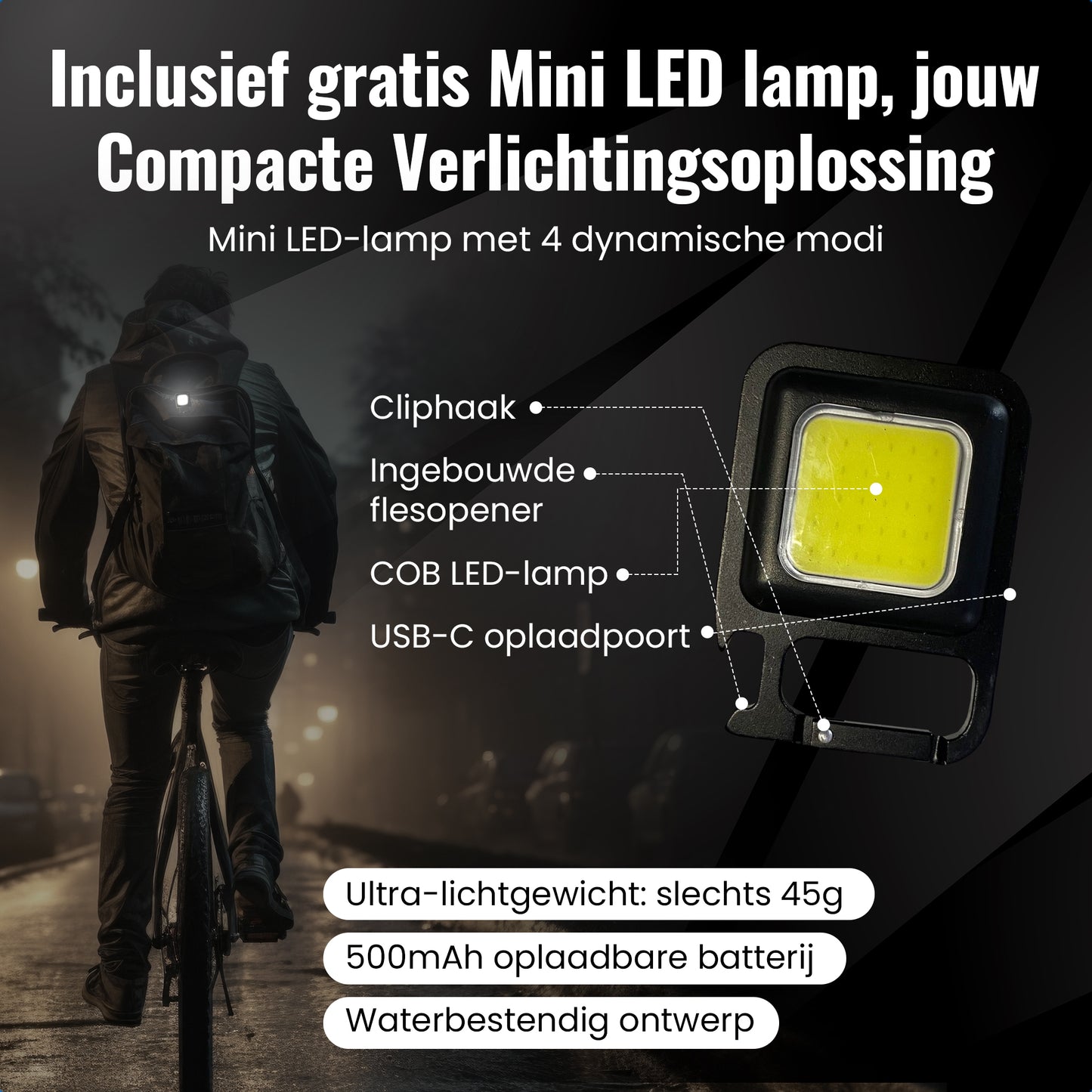 Gadgetplace Hoofdlamp Pro LED Oplaadbaar - 500 Meter zicht