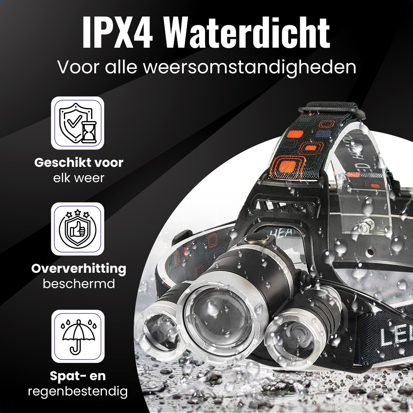 Gadgetplace Hoofdlamp Pro LED Oplaadbaar - 500 Meter zicht