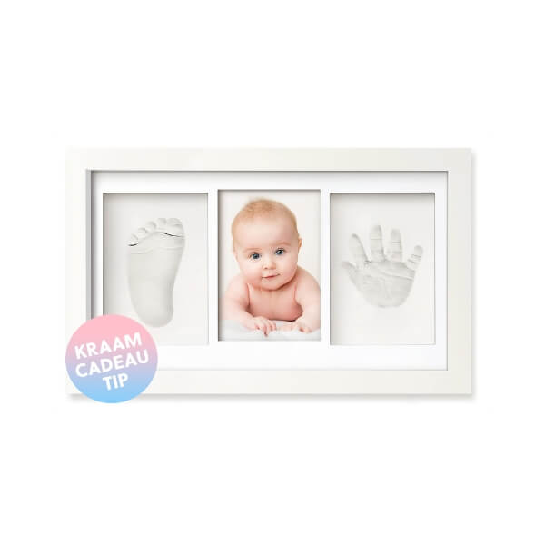 Premium Baby Fotolijst met Gipsafdruk Voet en Hand: Kraamcadeau - 33 x 20 cm - De Gatgetwinkel