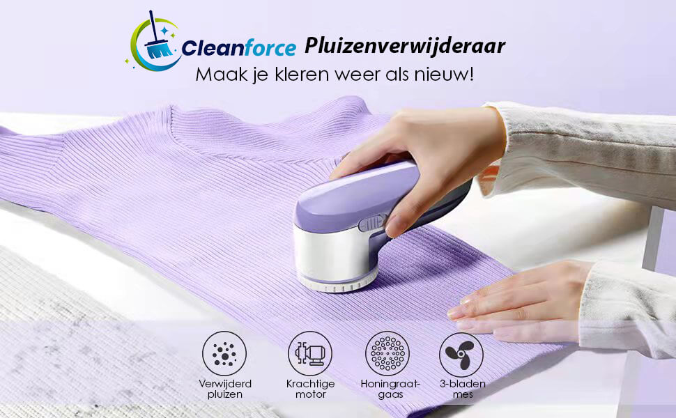 Cleanforce Draadloze Pluizenverwijderaar met Opzetstuk voor Delicate Kleding - De Gatgetwinkel