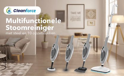 Cleanforce 2-in-1 Hoge Druk Stoomreiniger met Verlengbare Steel en 10 Opzetstukken - De Gatgetwinkel