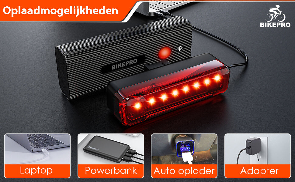 BikePro LED Fietsverlichting Set: USB Oplaadbaar Voor- en Achterlicht - De Gatgetwinkel