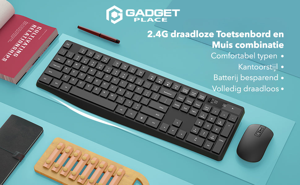 Gadgetplace Draadloos Toetsenbord met Muis Set
