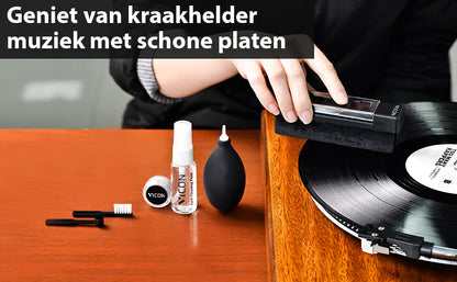 Vicon Vinyl Platenborstelset: 6-in-1 - Inclusief Naaldreiniger - Antistatisch - De Gatgetwinkel