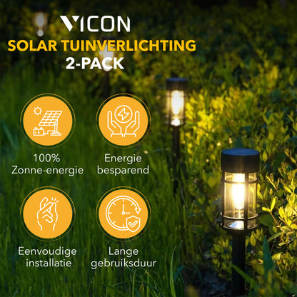 Vicon Solar Tuinverlichting op Zonne energie - 2-Pack